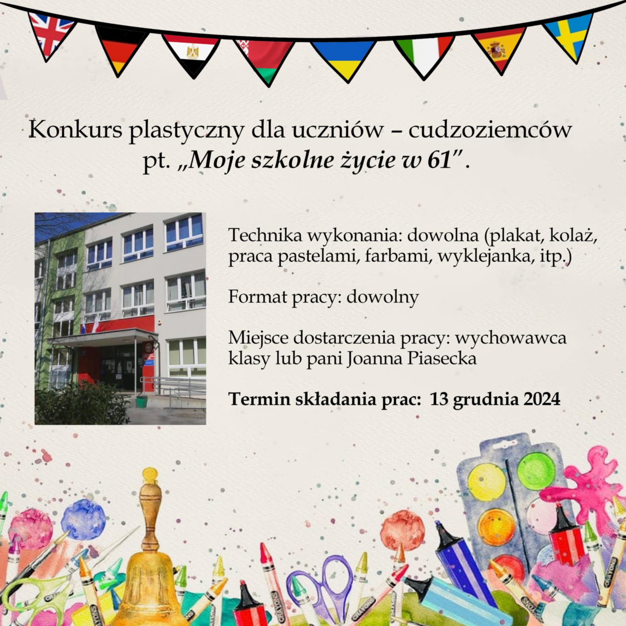 Konkurs plastyczny – ,,Moje szkolne życie w 61″