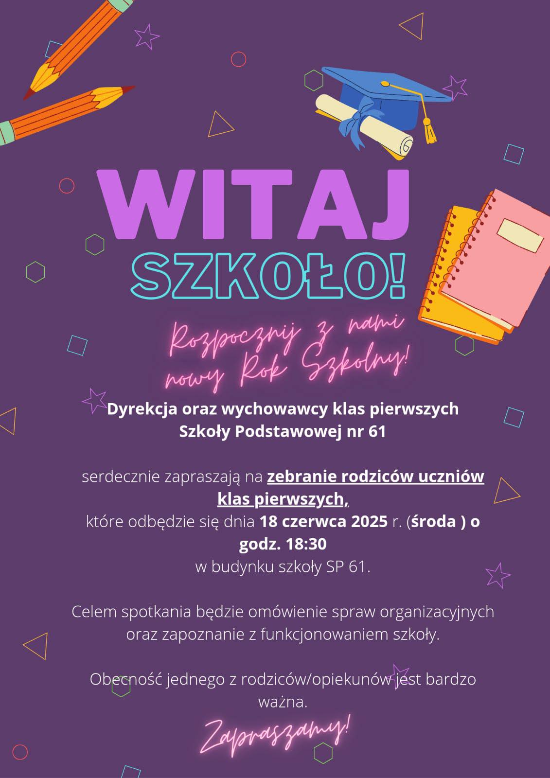 Zebranie rodziców uczniów klas I