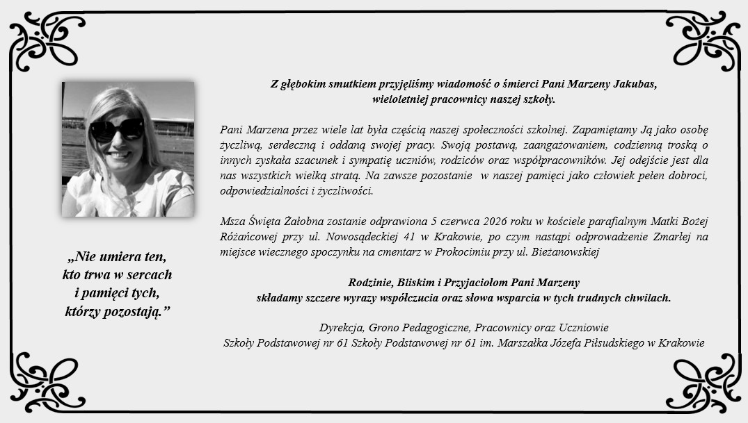 Z głębokim żalem żegnamy Panią Marzenę Jakubas