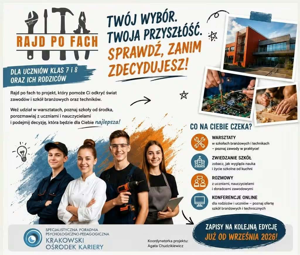 Projekt „Rajd po fach” – doradztwo zawodowe dla uczniów klas 7 i 8